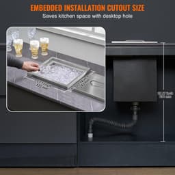 image-VEVOR Drop in Ice Chest, 14"L x 12"W x 18"H Stainless Steel Ice Cooler, Commercial Ice Bin with Cover, 40 qt Outdoor Kitchen Ice Bar, Drain-pipe and Drain Plug Included, for Cold Wine Beer