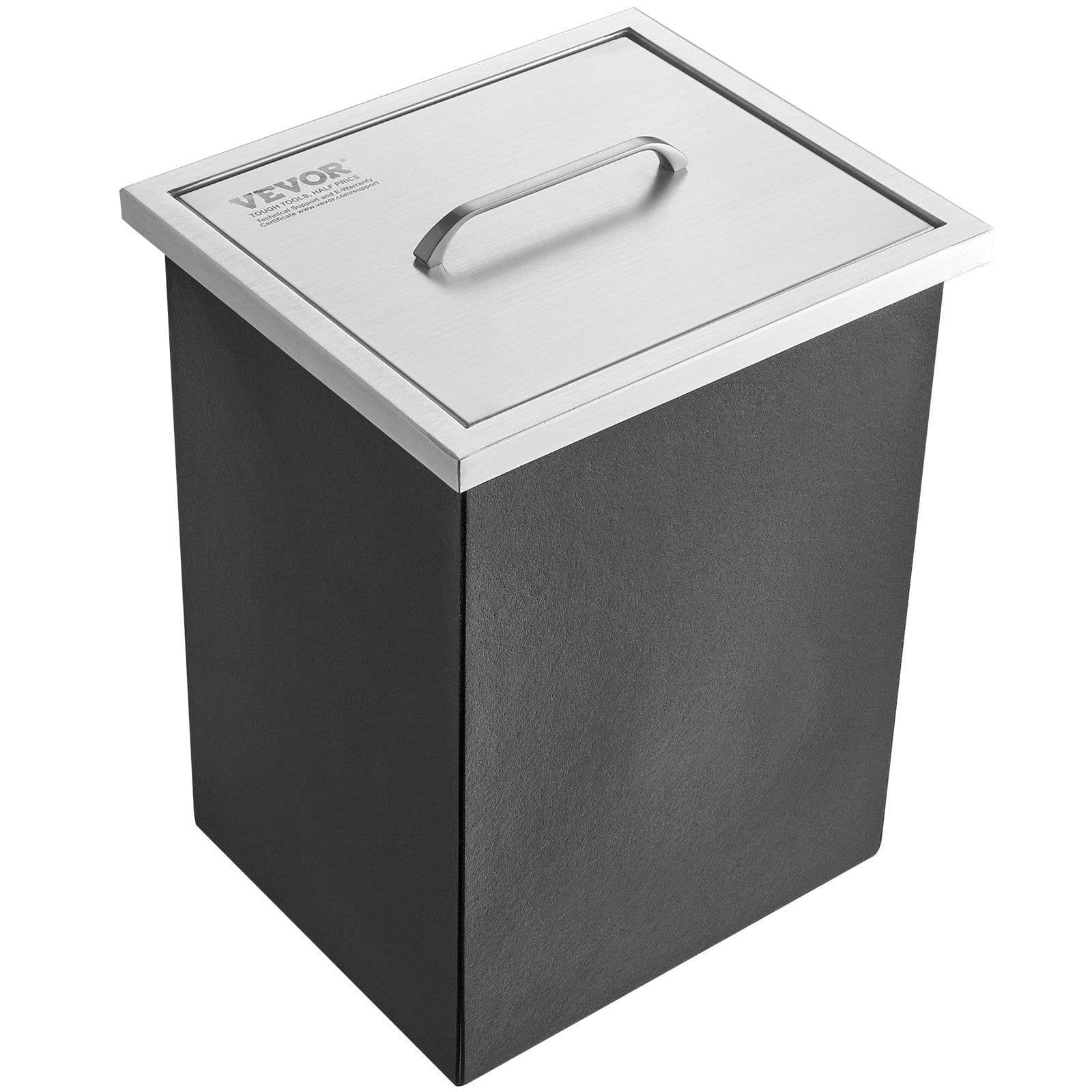 image-VEVOR Drop in Ice Chest, 14"L x 12"W x 18"H Stainless Steel Ice Cooler, Commercial Ice Bin with Cover, 40 qt Outdoor Kitchen Ice Bar, Drain-pipe and Drain Plug Included, for Cold Wine Beer