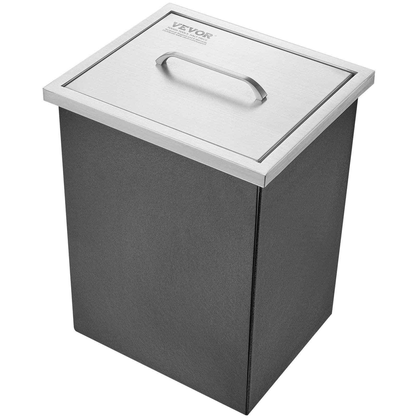 image-VEVOR Drop in Ice Chest, 14"L x 12"W x 18"H Stainless Steel Ice Cooler, Commercial Ice Bin with Cover, 40 qt Outdoor Kitchen Ice Bar, Drain-pipe and Drain Plug Included, for Cold Wine Beer