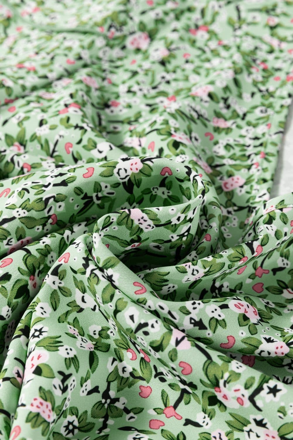 image-Green Boho Floral V Neck Wrap Short Sleeve Blouse
