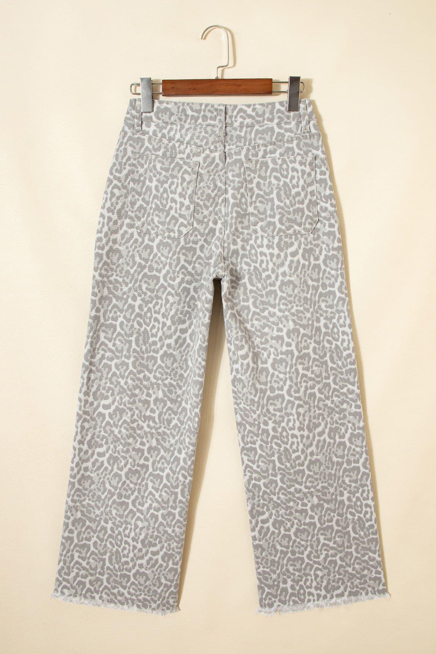 image-Sky Blue Leopard Frayed Wide Leg Jeans
