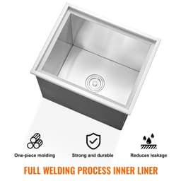 image-VEVOR Drop in Ice Chest, 21"L x 17"W x 18"H Stainless Steel Ice Cooler, Commercial Ice Bin with Cover, 40 qt Outdoor Kitchen Ice Bar, Drain-pipe and Drain Plug Included, for Cold Wine Beer