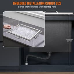 image-VEVOR Drop in Ice Chest, 21"L x 17"W x 18"H Stainless Steel Ice Cooler, Commercial Ice Bin with Cover, 40 qt Outdoor Kitchen Ice Bar, Drain-pipe and Drain Plug Included, for Cold Wine Beer