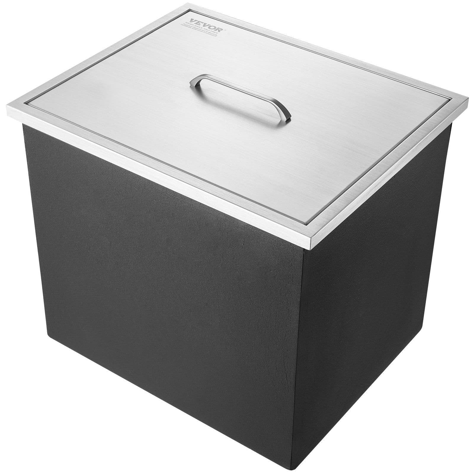 image-VEVOR Drop in Ice Chest, 21"L x 17"W x 18"H Stainless Steel Ice Cooler, Commercial Ice Bin with Cover, 40 qt Outdoor Kitchen Ice Bar, Drain-pipe and Drain Plug Included, for Cold Wine Beer