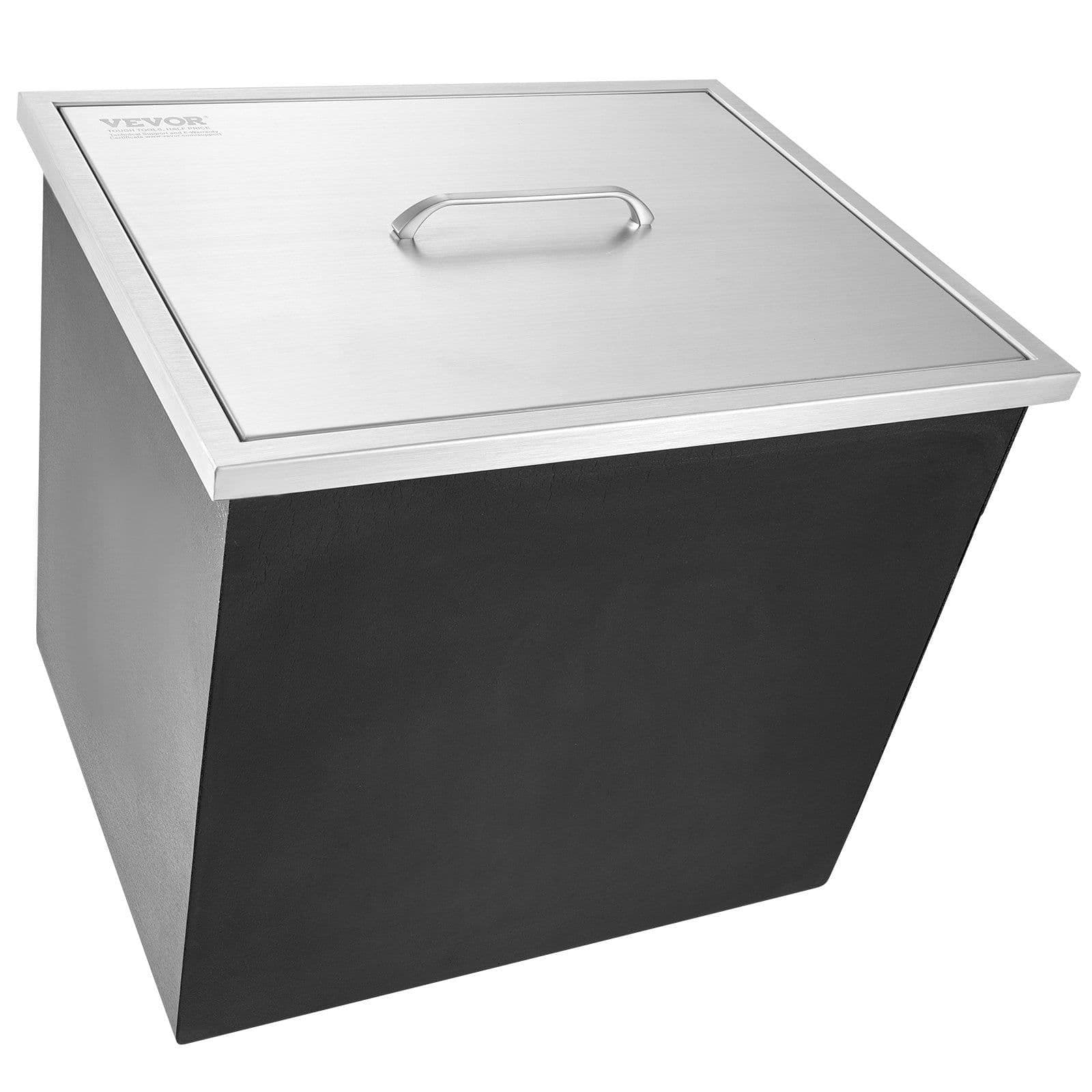 image-VEVOR Drop in Ice Chest, 21"L x 17"W x 18"H Stainless Steel Ice Cooler, Commercial Ice Bin with Cover, 40 qt Outdoor Kitchen Ice Bar, Drain-pipe and Drain Plug Included, for Cold Wine Beer