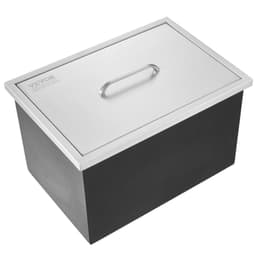 image-VEVOR Drop in Ice Chest, 21"L x 17"W x 18"H Stainless Steel Ice Cooler, Commercial Ice Bin with Cover, 40 qt Outdoor Kitchen Ice Bar, Drain-pipe and Drain Plug Included, for Cold Wine Beer