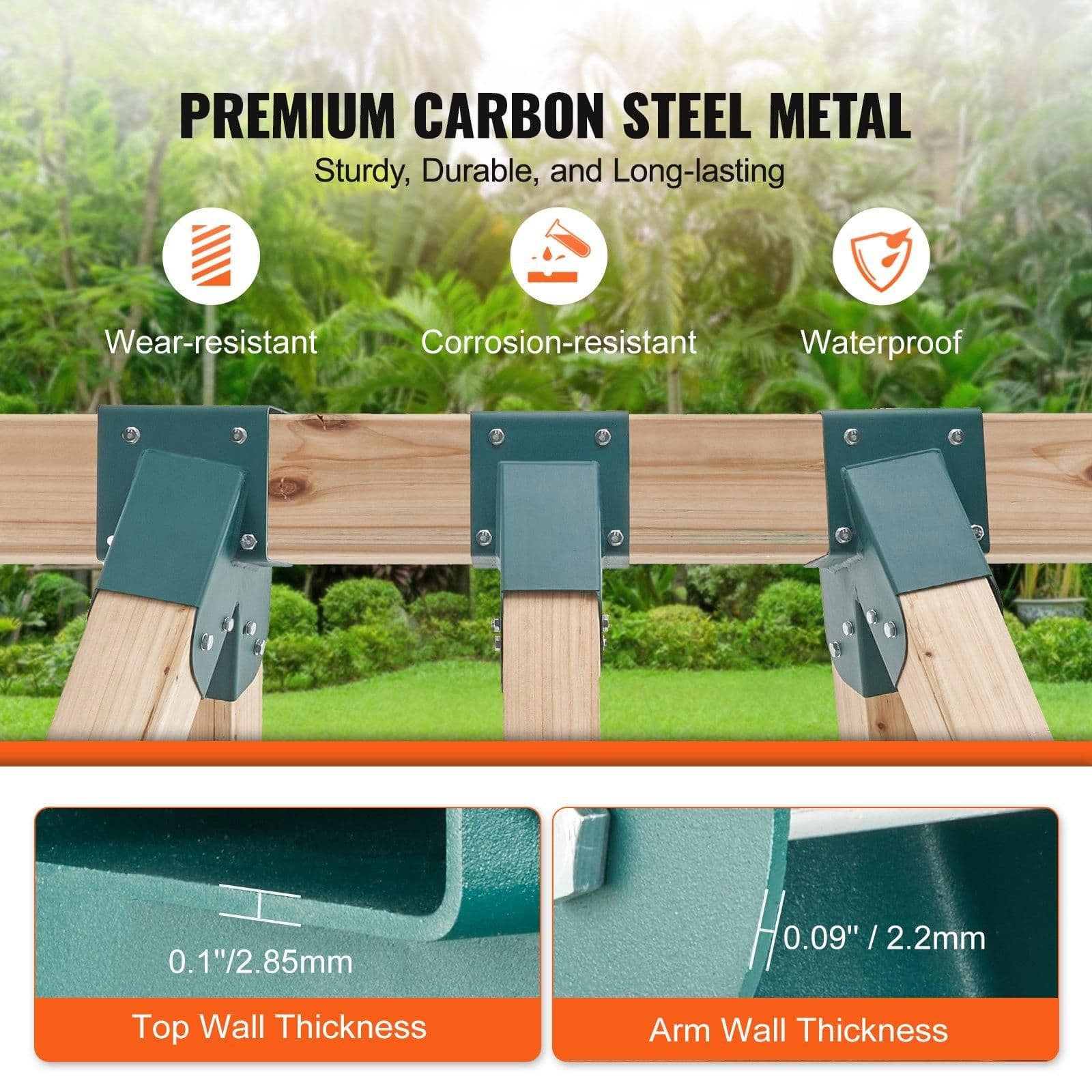 image-VEVOR A-Frame Middle Swing Set Brackets, Heavy Duty Carbon Steel Swing Set Hardware with Mounting Hardware, DIY Swing Set Bracket Swing Set Kit for 4x4 Legs & 4x6 Beam, Green (3 Pcs)