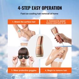 image-VEVOR IPL Hair Removal, Permanent Hair Removal with Sapphire Ice Cooling System, Painless At-Home Hair Removal Device for Women Men, Auto/Manual Modes, 5 Levels for Body & Face