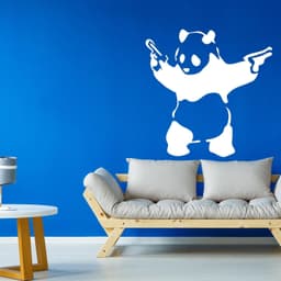 image-Banksy Panda With Shooting Guns Wall Sticker - Art Graffiti Gun Bear Vinyl Decal
