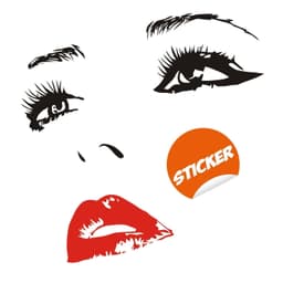 image-Woman Face Black Wall Vinyl Sticker - Salon Girl Happy Women Eye Window Beauty Art Decal