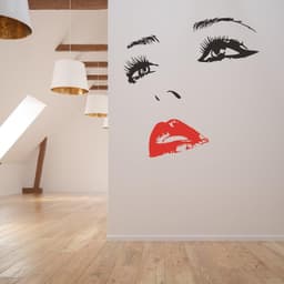 image-Woman Face Black Wall Vinyl Sticker - Salon Girl Happy Women Eye Window Beauty Art Decal