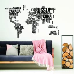 image-World Map Vinyl Wall Sticker - Country Name Word Kid Large Art Decor Decal