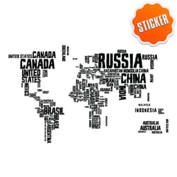 image-World Map Vinyl Wall Sticker - Country Name Word Kid Large Art Decor Decal