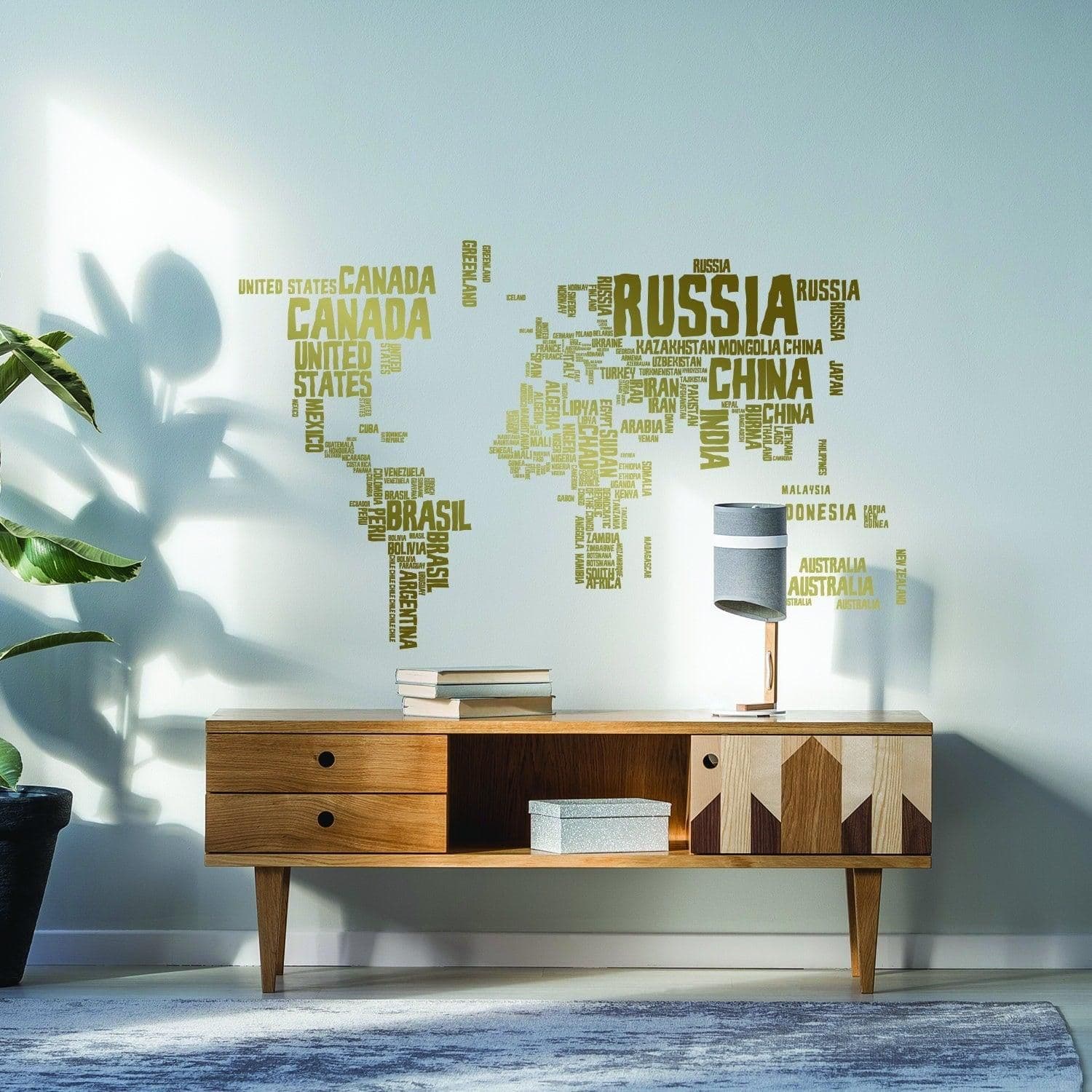 image-World Map Vinyl Wall Sticker - Country Name Word Kid Large Art Decor Decal