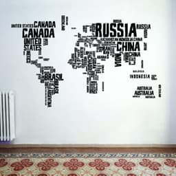 image-World Map Vinyl Wall Sticker - Country Name Word Kid Large Art Decor Decal