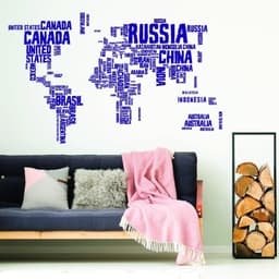 image-World Map Vinyl Wall Sticker - Country Name Word Kid Large Art Decor Decal