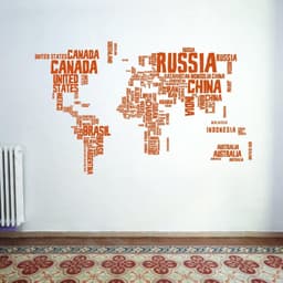 image-World Map Vinyl Wall Sticker - Country Name Word Kid Large Art Decor Decal