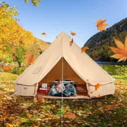 image-VEVOR 12 Person Canvas Glamping Bell Tent, Breathable Waterproof Large Yurt Tent with Stove Jack and Detachable Side Wall for Family Camping, 23'x23'x137"(Diameter 7M)