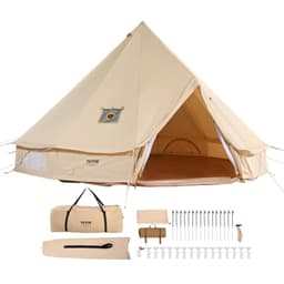 image-VEVOR 12 Person Canvas Glamping Bell Tent, Breathable Waterproof Large Yurt Tent with Stove Jack and Detachable Side Wall for Family Camping, 23'x23'x137"(Diameter 7M)