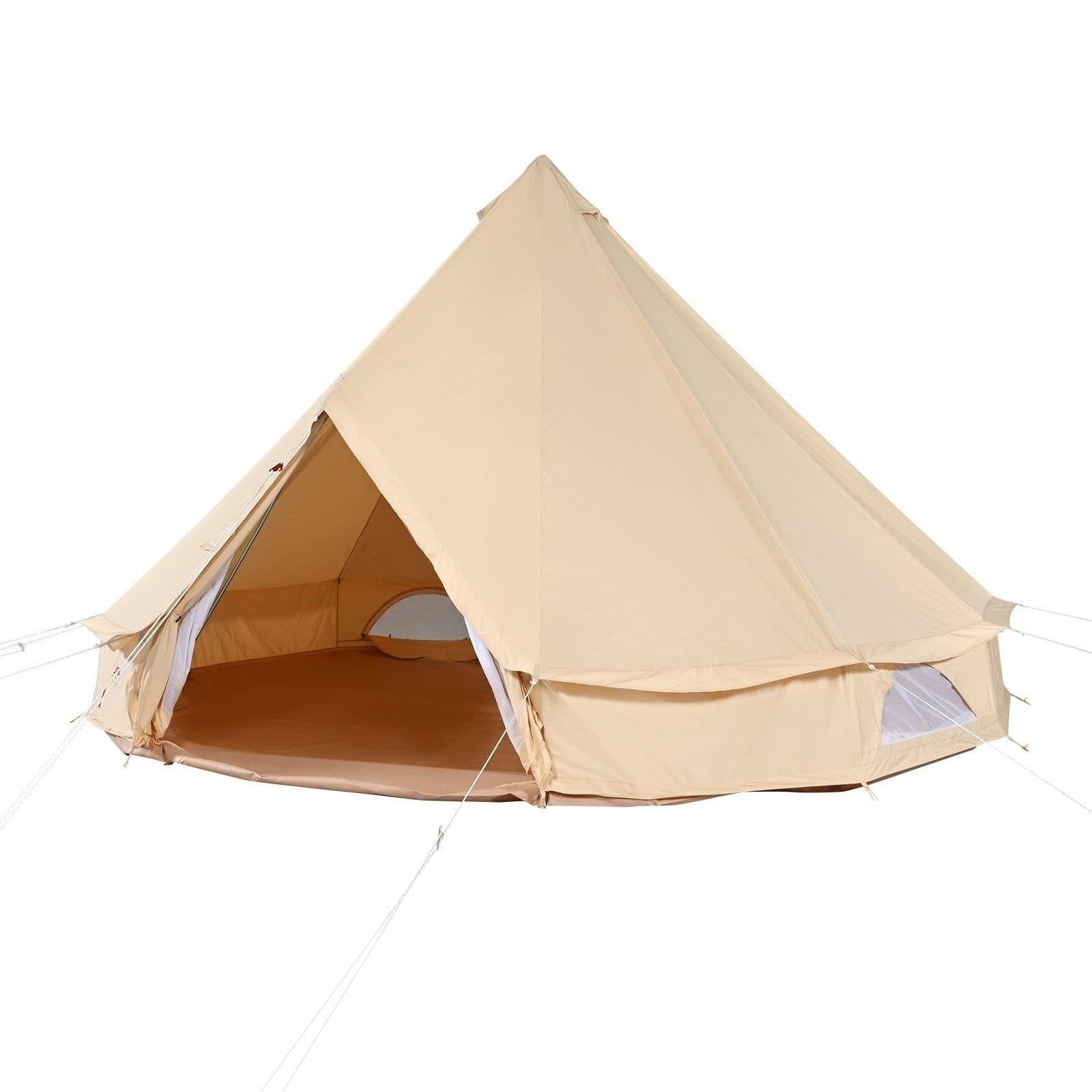 image-VEVOR 12 Person Canvas Glamping Bell Tent, Breathable Waterproof Large Yurt Tent with Stove Jack and Detachable Side Wall for Family Camping, 23'x23'x137"(Diameter 7M)