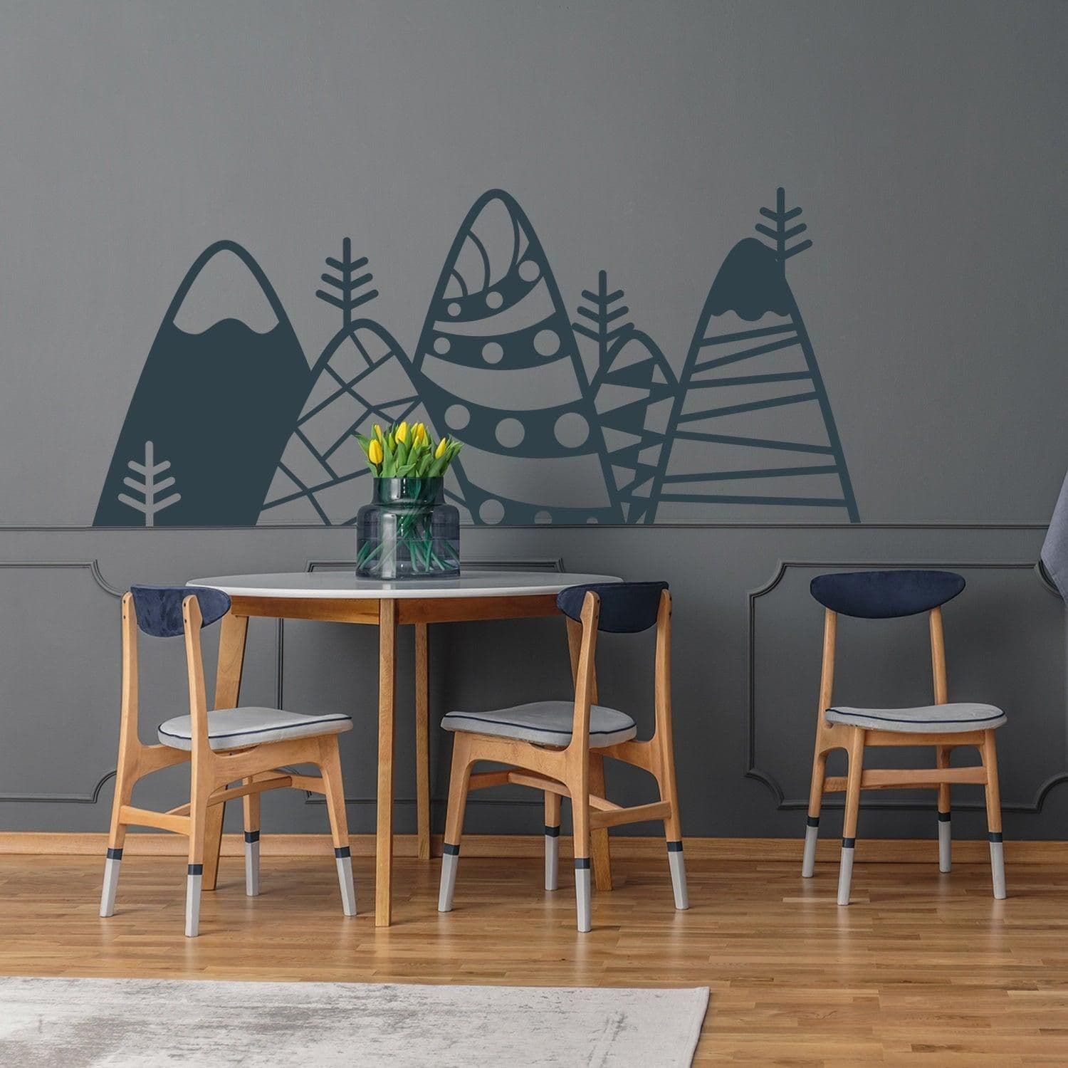 image-Patterned Mountain Wall Decor Decal - Kid Room Art Vinyl Home Black Sticker