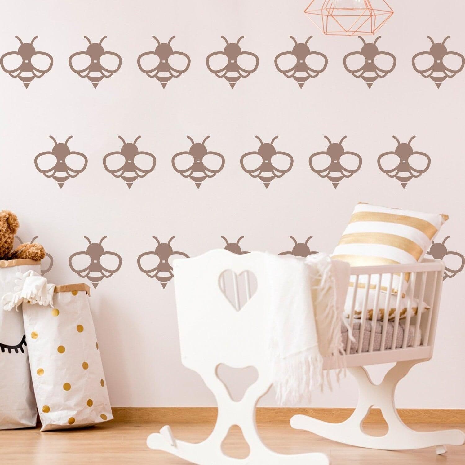 image-40x Bee Wall Stickers - Bumble Queen Honey Decor For Bedroom The Living Room Nursery Removable Vinyl Decals