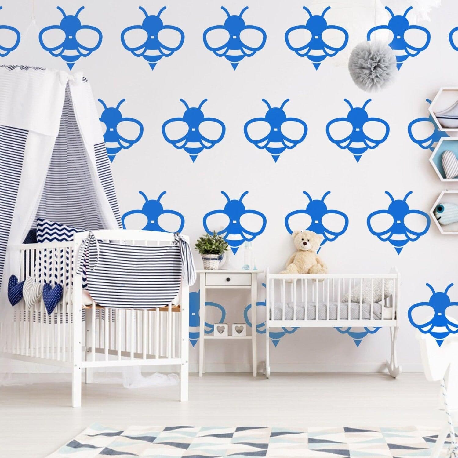 image-40x Bee Wall Stickers - Bumble Queen Honey Decor For Bedroom The Living Room Nursery Removable Vinyl Decals