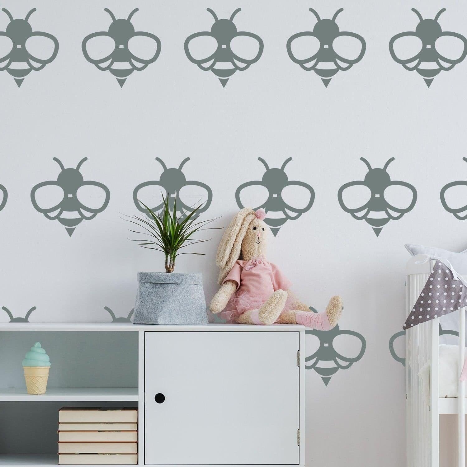 image-40x Bee Wall Stickers - Bumble Queen Honey Decor For Bedroom The Living Room Nursery Removable Vinyl Decals