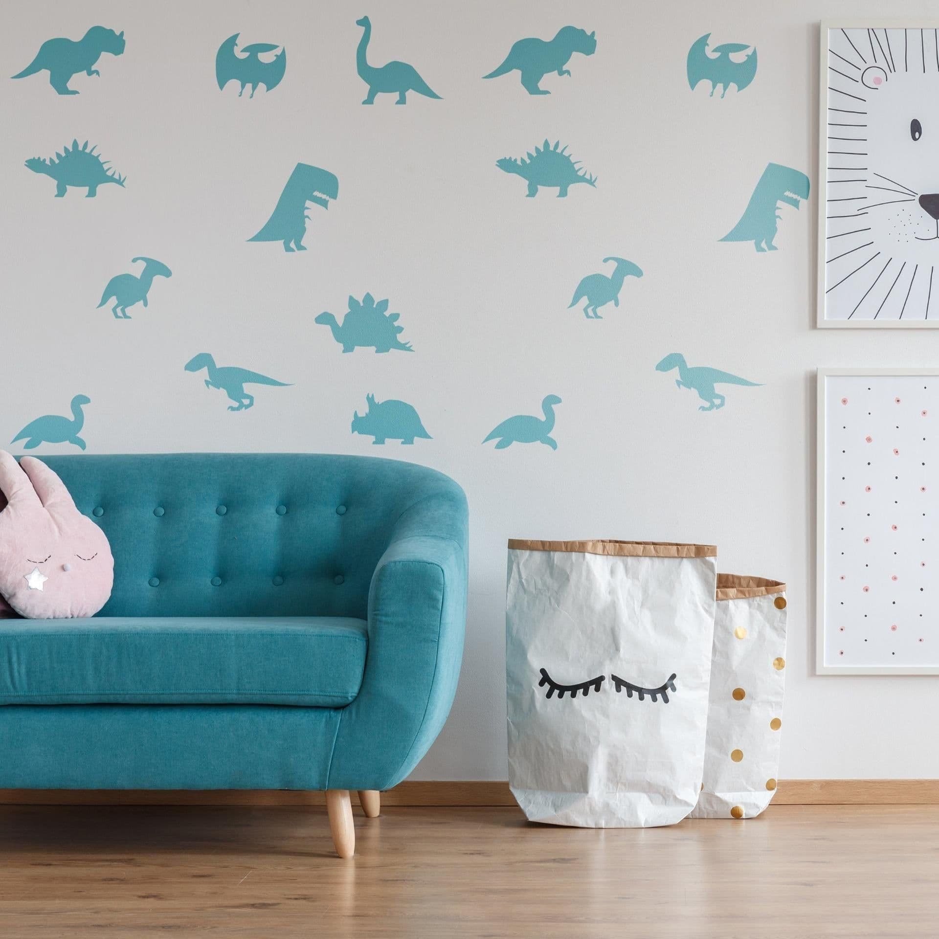 image-40x Dinosaur Silhouette Wall Decal - Dino Nursery Baby Room Art Vinyl Decor Decals
