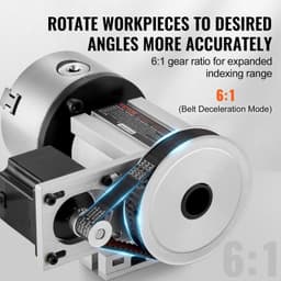 image-VEVOR Dividing Head, K11-100mm 3-Jaw Chuck, CNC Router Milling Machine Rotational Axis 4th Axis A Axis Indexing Head, 2.6"/65 mm Center Height MT2 Tailstock 6:1 Gear Ratio, Universal for Engraving