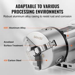 image-VEVOR Dividing Head, K11-100mm 3-Jaw Chuck, CNC Router Milling Machine Rotational Axis 4th Axis A Axis Indexing Head, 2.6"/65 mm Center Height MT2 Tailstock 6:1 Gear Ratio, Universal for Engraving