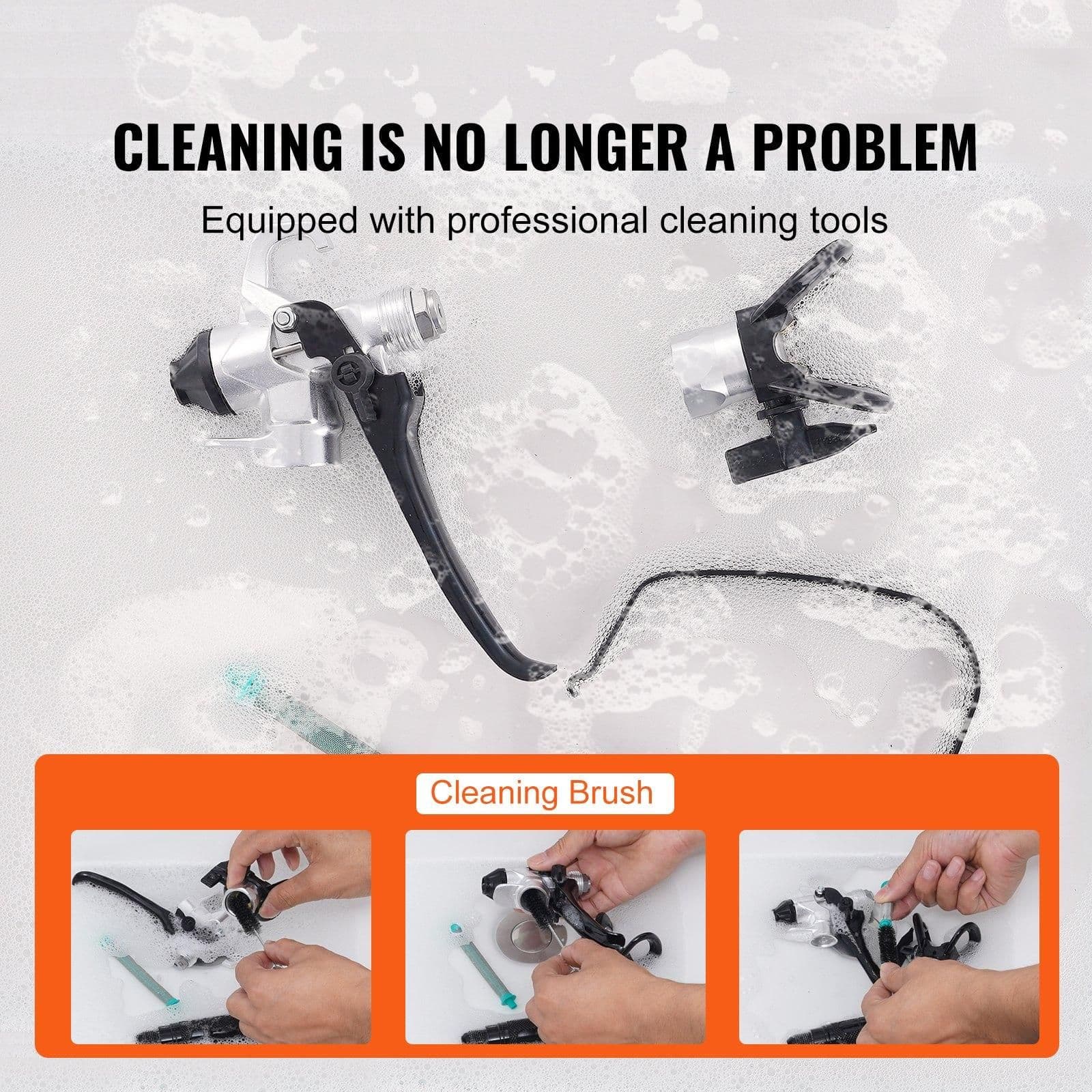 image-VEVOR Stand Airless Paint Sprayer, 3000PSI 750W Efficient Electric Airless Sprayer,for Home Interior and Exterior Furniture and Fences, Handheld Paint Sprayers, Fine and Even Painting Effect