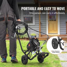 image-VEVOR 750W Stand Airless Paint Sprayer, 3000PSI High Efficiency Electric Airless Sprayer With Cart, Paint Sprayers for Home Interior and Exterior Furniture and Fences, Fine And Even Painting Effect