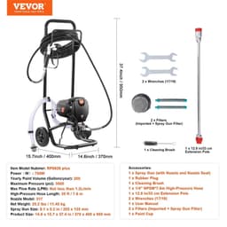 image-VEVOR 750W Stand Airless Paint Sprayer, 3000PSI High Efficiency Electric Airless Sprayer With Cart, Paint Sprayers for Home Interior and Exterior Furniture and Fences, Fine And Even Painting Effect