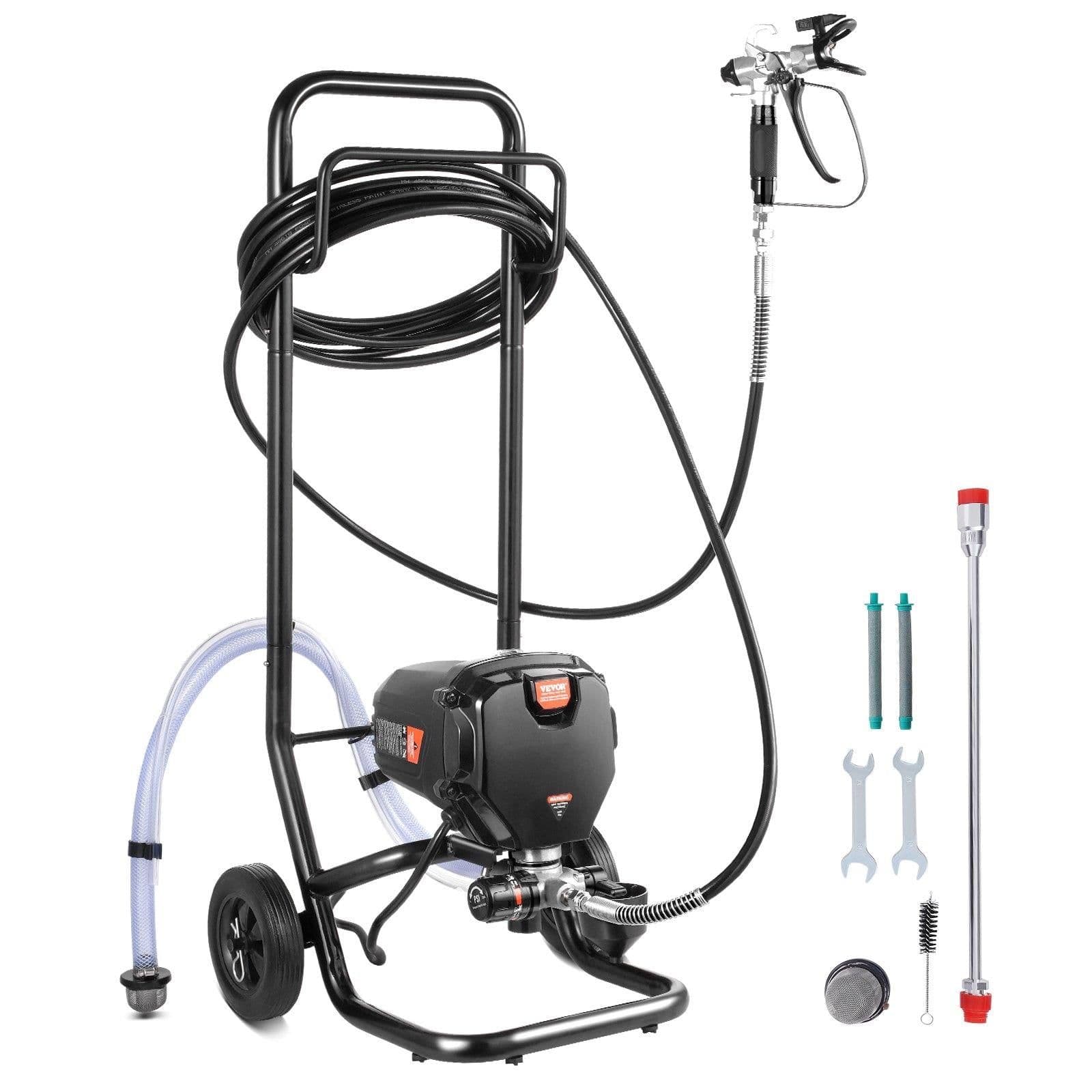 image-VEVOR 750W Stand Airless Paint Sprayer, 3000PSI High Efficiency Electric Airless Sprayer With Cart, Paint Sprayers for Home Interior and Exterior Furniture and Fences, Fine And Even Painting Effect