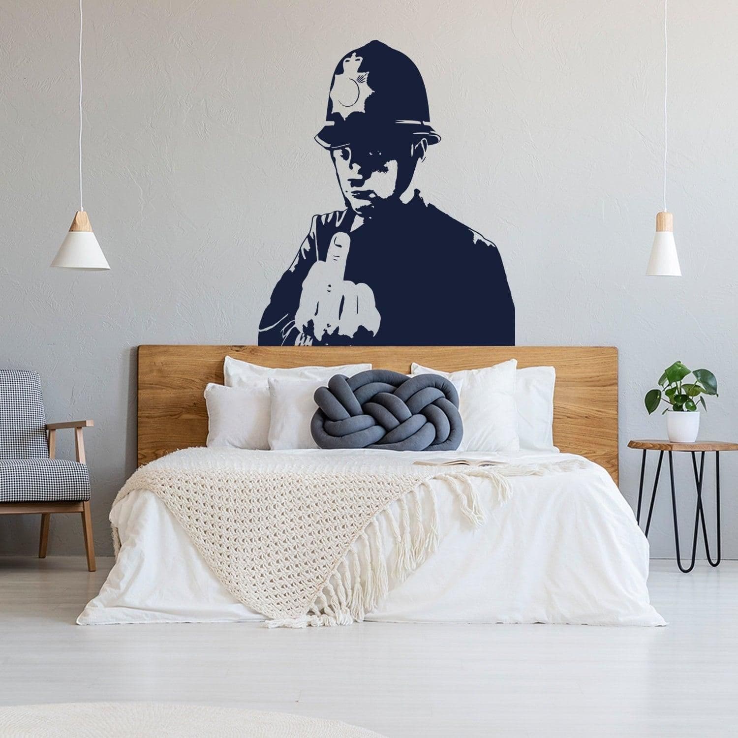 image-Banksy Middle Finger Art Wall Decal - Street Police Graffiti Work Policeman Sticker