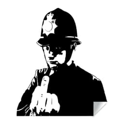 image-Banksy Middle Finger Art Wall Decal - Street Police Graffiti Work Policeman Sticker