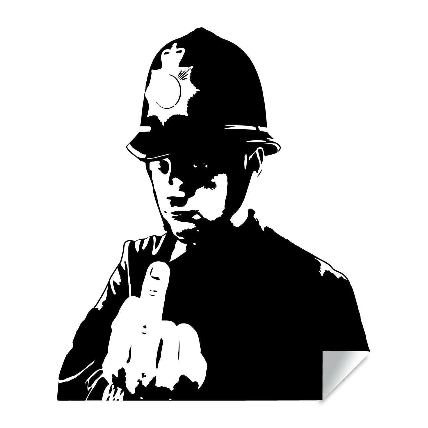 image-Banksy Middle Finger Art Wall Decal - Street Police Graffiti Work Policeman Sticker