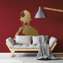 image-Banksy Middle Finger Art Wall Decal - Street Police Graffiti Work Policeman Sticker