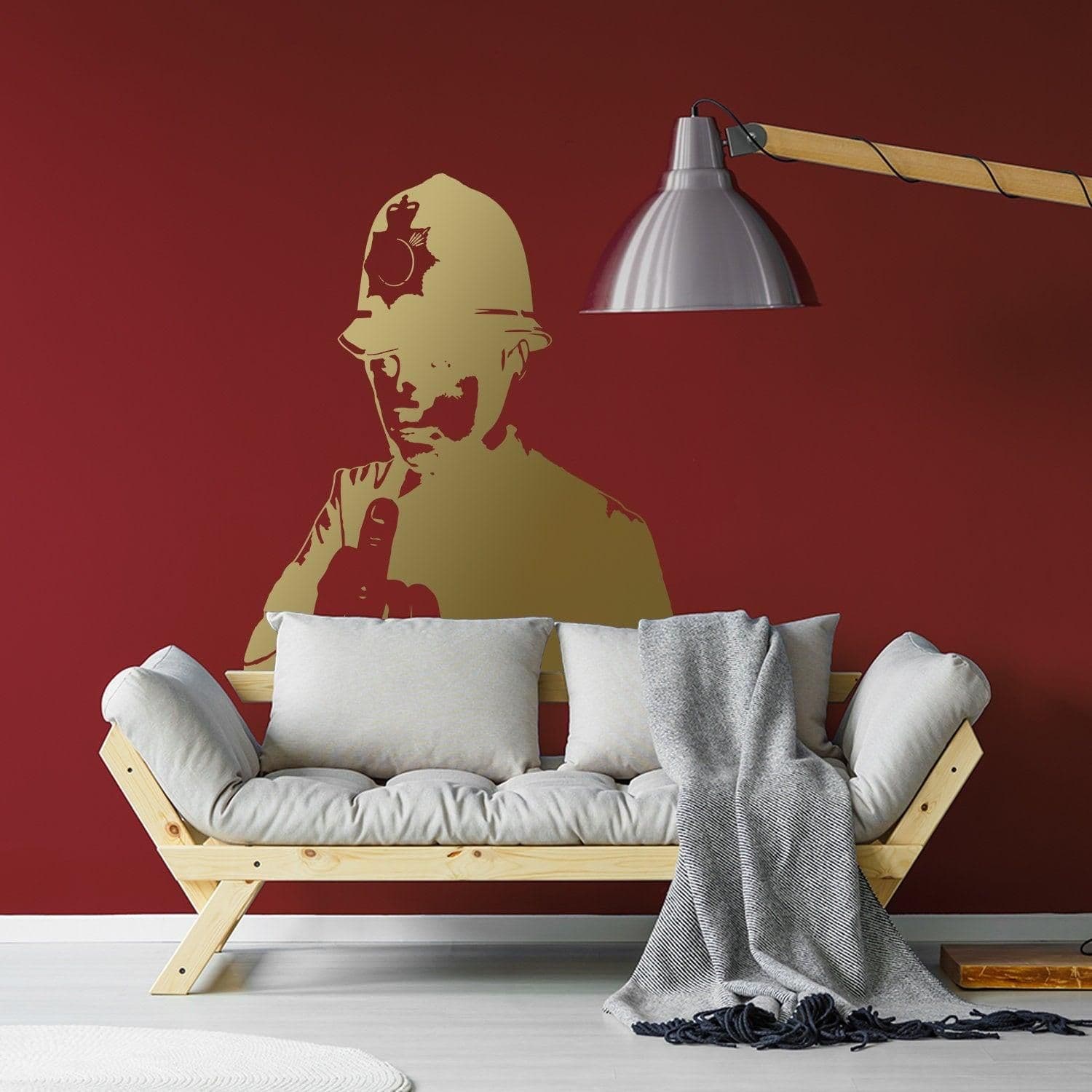 image-Banksy Middle Finger Art Wall Decal - Street Police Graffiti Work Policeman Sticker