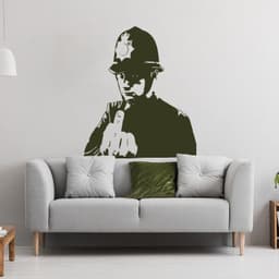 image-Banksy Middle Finger Art Wall Decal - Street Police Graffiti Work Policeman Sticker