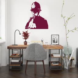image-Banksy Middle Finger Art Wall Decal - Street Police Graffiti Work Policeman Sticker