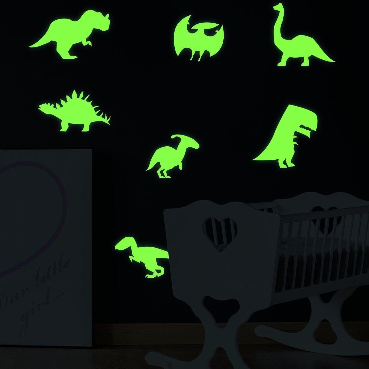 image-40x Glow In Dark Dinosaur Wall Room Decor Decal - Dinosaurs Art Boy Teen Kid Light Sticker Cool Boys Dino Glowing Vinyl Kids Decals Stickers