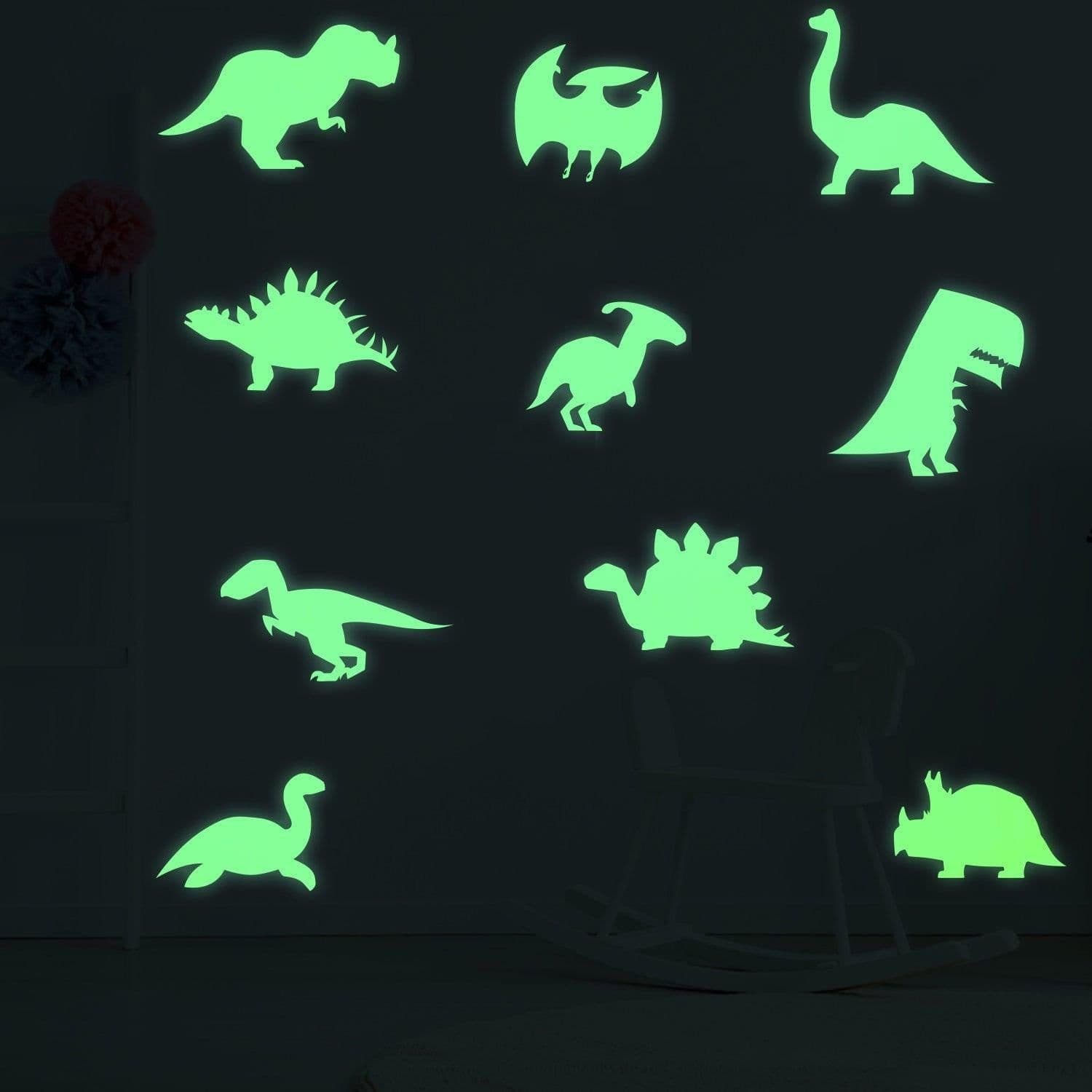 image-40x Glow In Dark Dinosaur Wall Room Decor Decal - Dinosaurs Art Boy Teen Kid Light Sticker Cool Boys Dino Glowing Vinyl Kids Decals Stickers