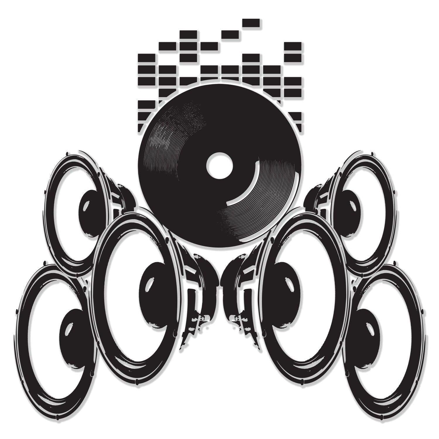 image-Music Speakers Wall Vinyl Sticker - Radio Art Waterproof Removable Loudspeaker Decal