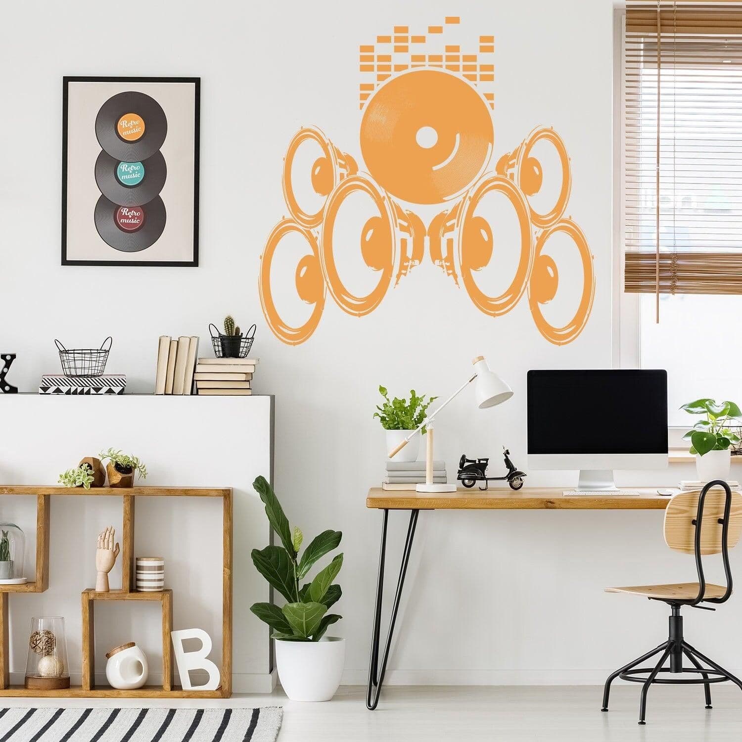 image-Music Speakers Wall Vinyl Sticker - Radio Art Waterproof Removable Loudspeaker Decal