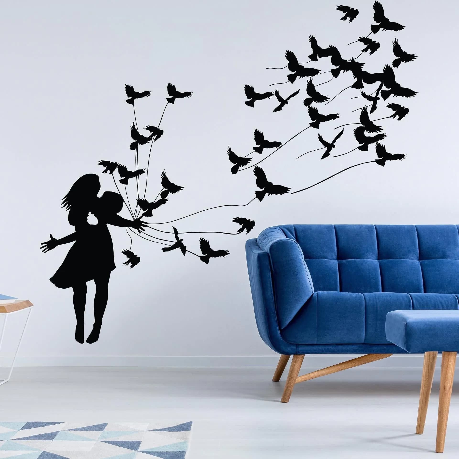 image-Kissing Wall Decal - Birds and Love Couple Wall Sticker