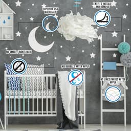 image-220x White Stars Wall Stickers - Moon Decor Vinyl Decals For Boy Girl Baby Nursery Kid Room