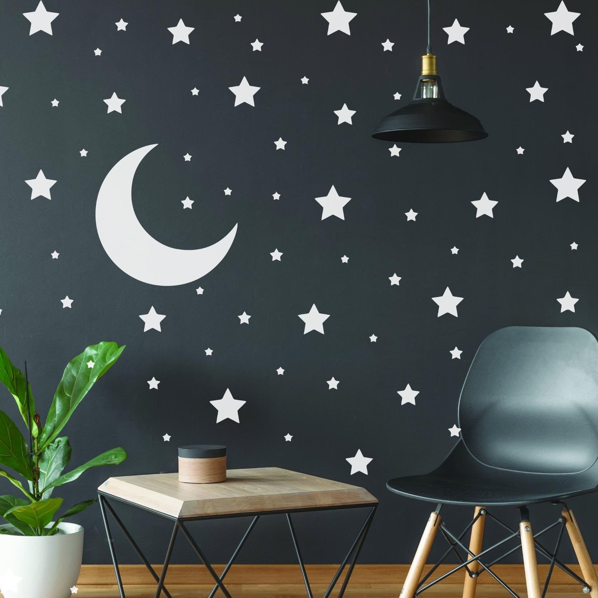 image-220x White Stars Wall Stickers - Moon Decor Vinyl Decals For Boy Girl Baby Nursery Kid Room