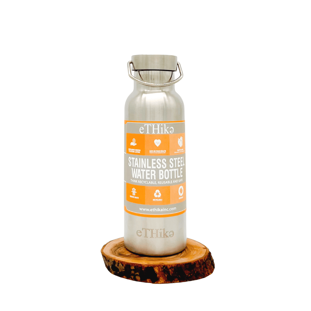 image-Stainless Steel Double Walled Water Bottle With Steel Lid
